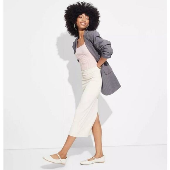 Wild Fable Beige Mid-Rise Rib Knit Column Midaxi Skirt NEW Women's XXL - Picture 10 of 10